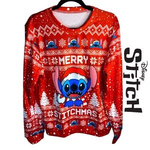 STITCH Merry Stitchmas Ribbed Christmas Pull-over Unisex Size M